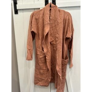 Aanrabess‎ Rust Orange Long Cardigan Women's Medium Lightweight Sweater